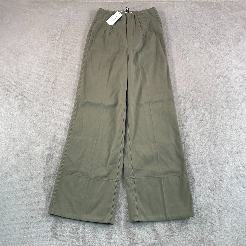 Spanx Stretch Twill Cropped Wide Leg Pants Women XS Tuscan Olive NWT $138
